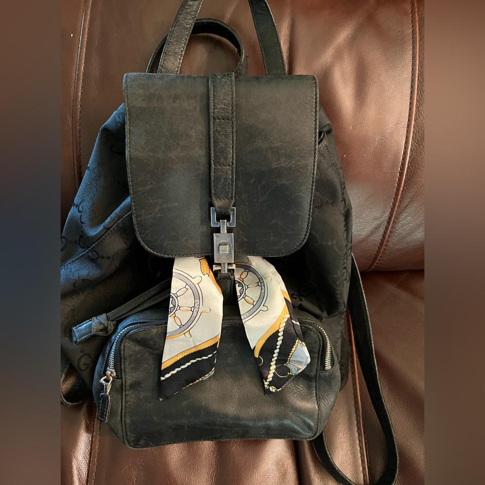 GUCCI BACKPACK canvas and distressed leather, see photos for signs of wear